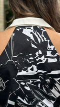P74619 CONJUNTO POPELINA ESTAMPADA NEGRO ESTAMPADO BLANCO