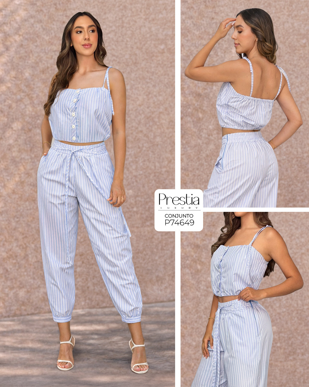 P74649 CONJUNTO POPELINA RAYAS AZUL
