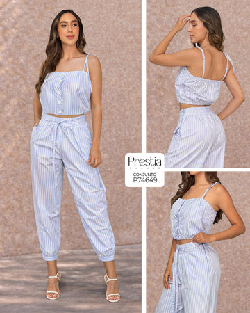 P74649 CONJUNTO POPELINA RAYAS AZUL