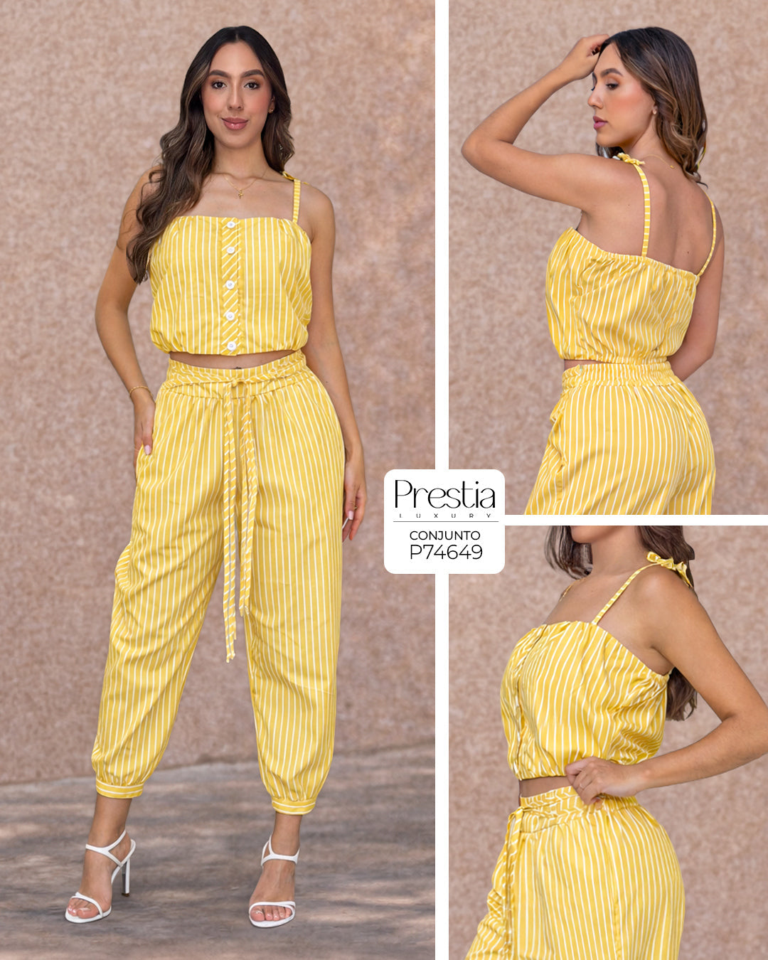 P74649 CONJUNTO POPELINA RAYAS AMARILLO