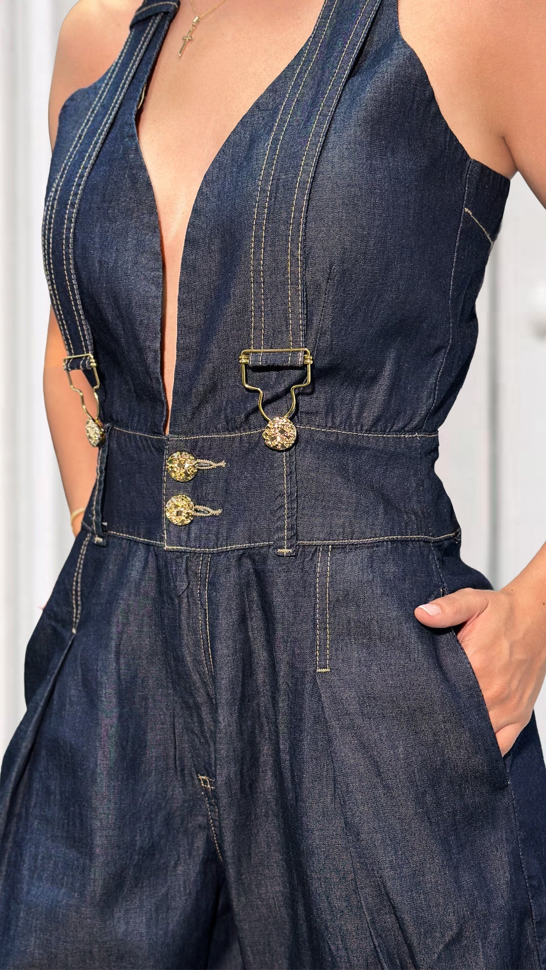 P74653 ENTERIZO CHAMBRAY AZUL