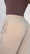 P74655 PANTALON CHIFON CORRUGADO CAMEL
