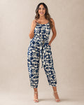 P74661 ENTERIZO LINO ESTAMPADO AZUL