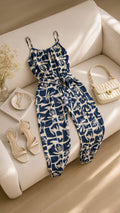 P74661 ENTERIZO LINO ESTAMPADO AZUL