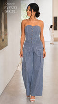 P74678 ENTERIZO INDIGO RAYAS AZUL