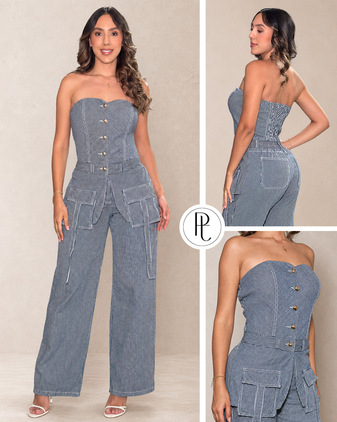 P74678 ENTERIZO INDIGO RAYAS AZUL