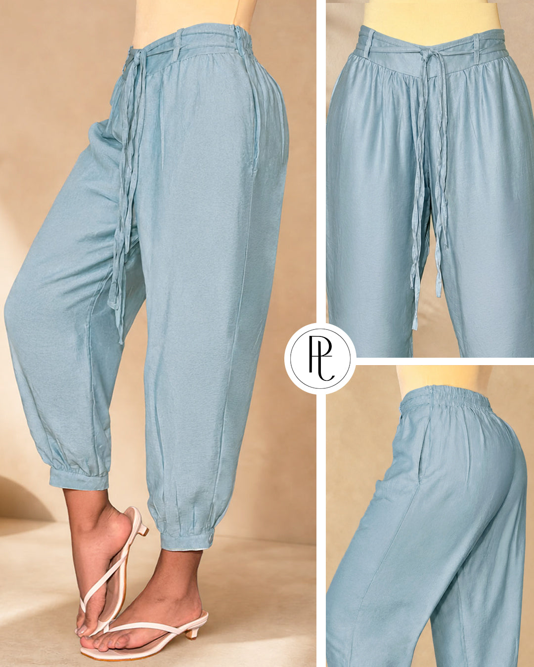 P74680 PANTALON LINO POLIESTER AZUL