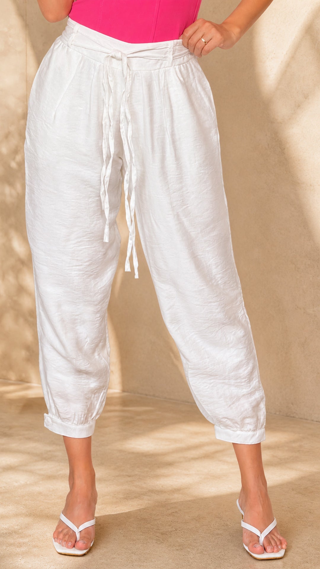 P74680 PANTALON LINO POLIESTER MARFIL