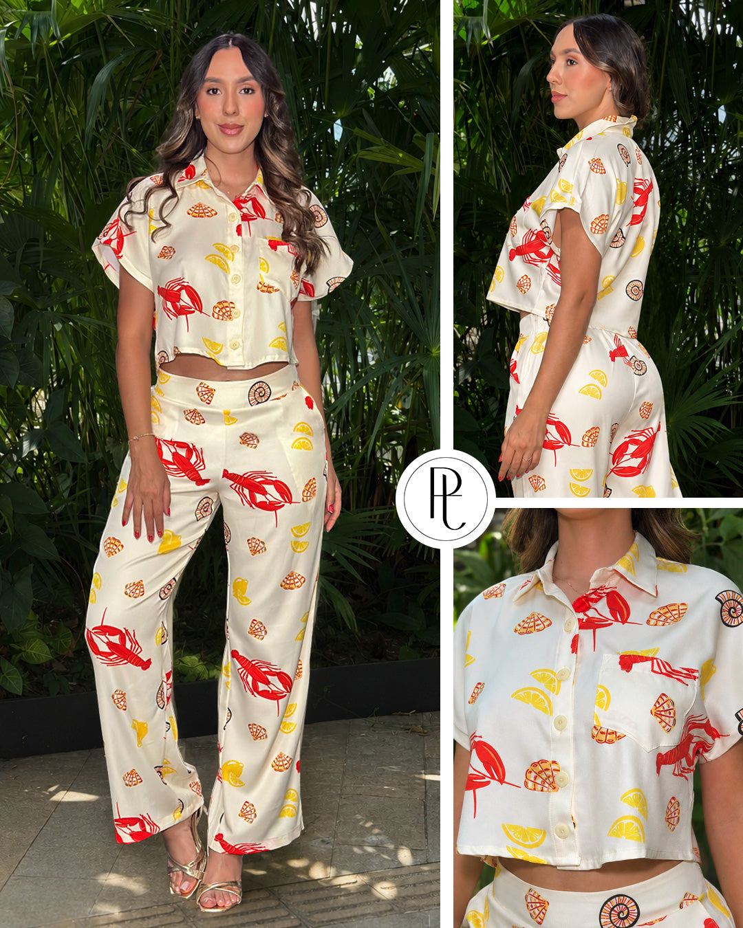 P74684 CONJUNTO DUBAI ESTAMPADO AMARILLO