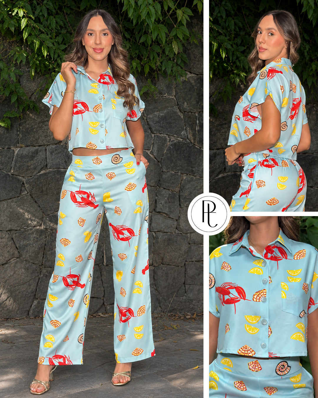 P74684 CONJUNTO DUBAI ESTAMPADO AZUL