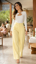 P74688 PANTALON NOCHES DE VIENA AMARILLO