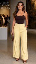 P74688 PANTALON NOCHES DE VIENA AMARILLO