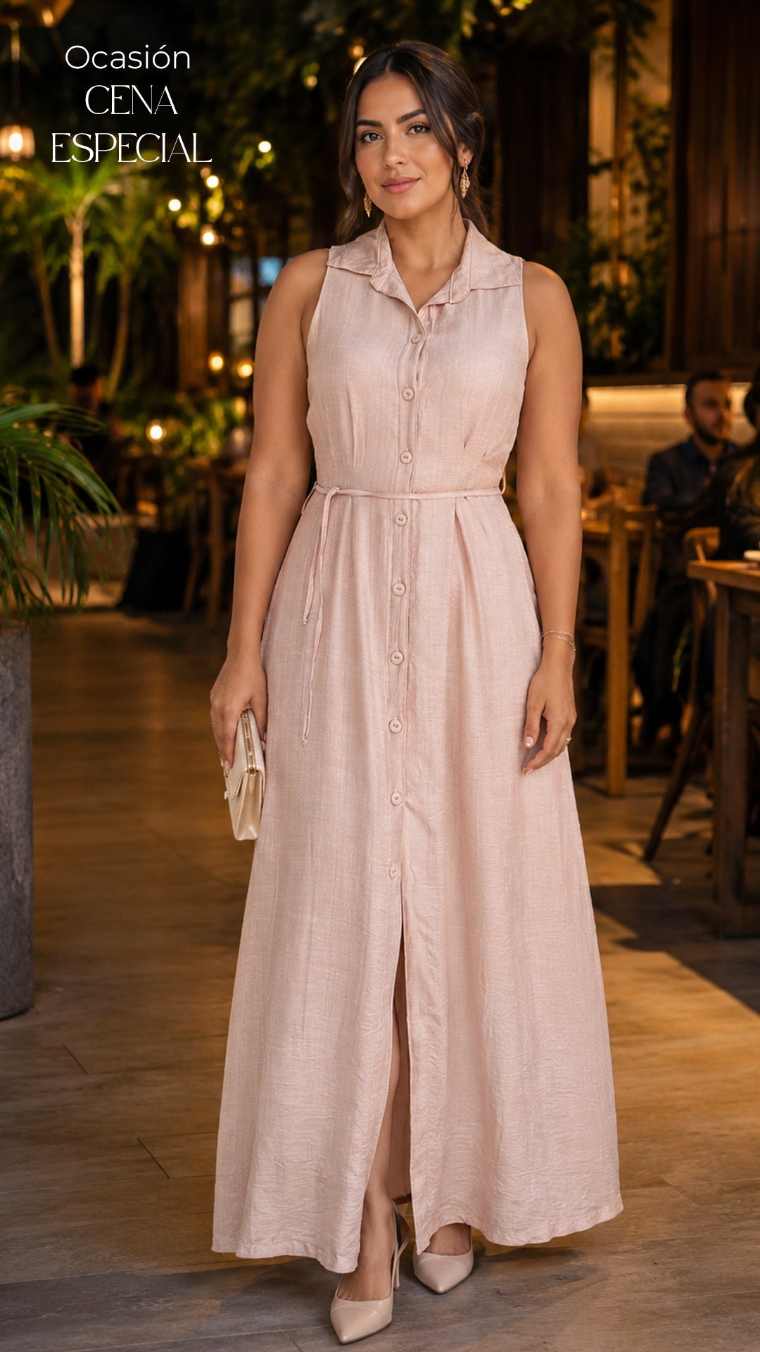 P74699 VESTIDO PLANO CAMEL