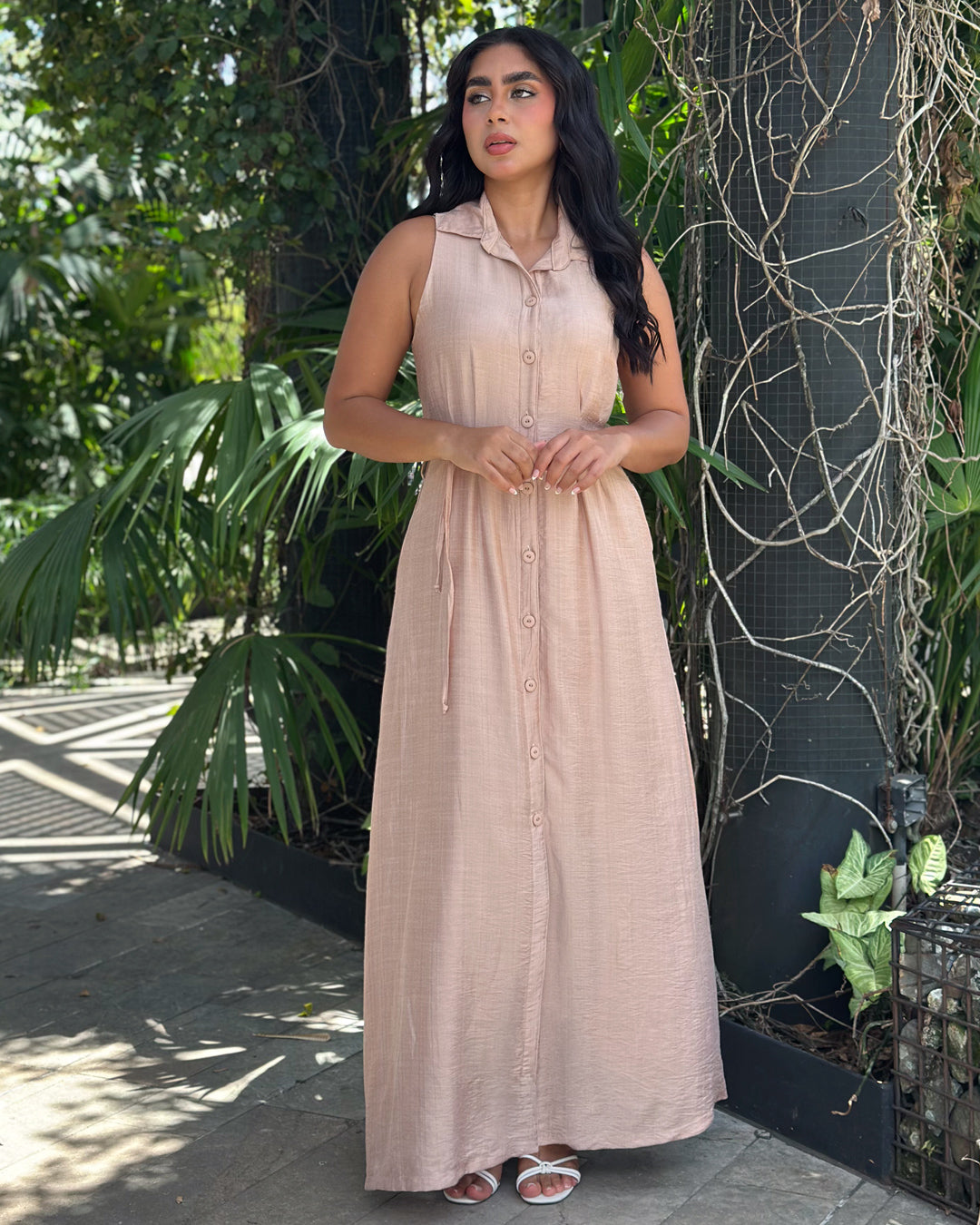 P74699 VESTIDO PLANO CAMEL