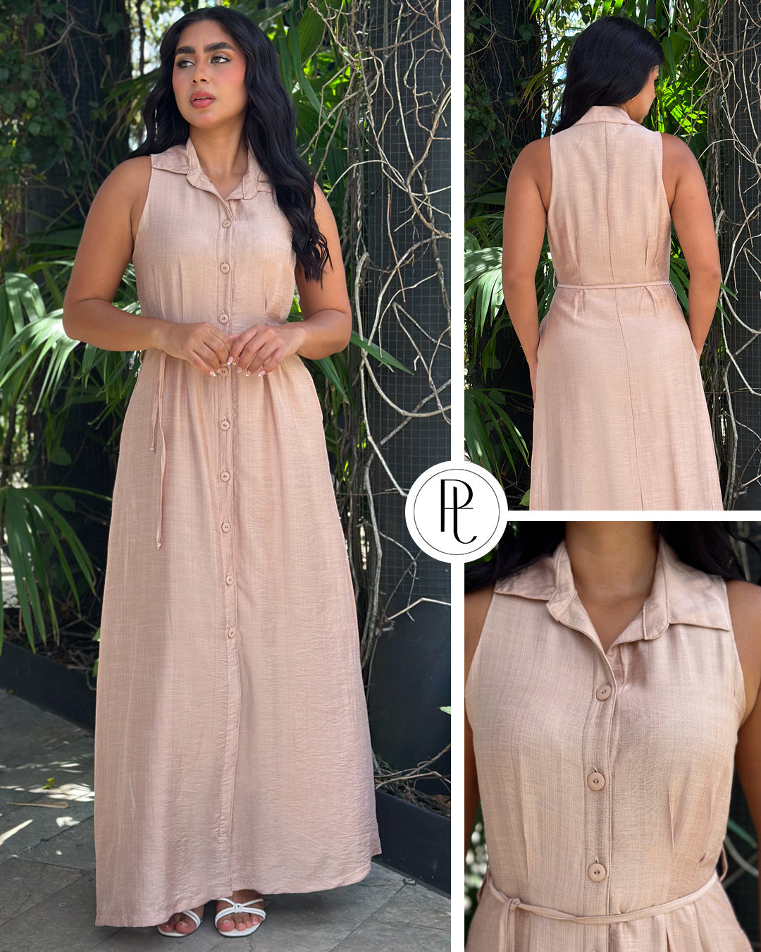 P74699 VESTIDO PLANO CAMEL