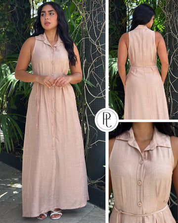 P74699 VESTIDO PLANO CAMEL