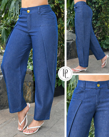 P74700 PANTALON CHAMBRAY AZUL