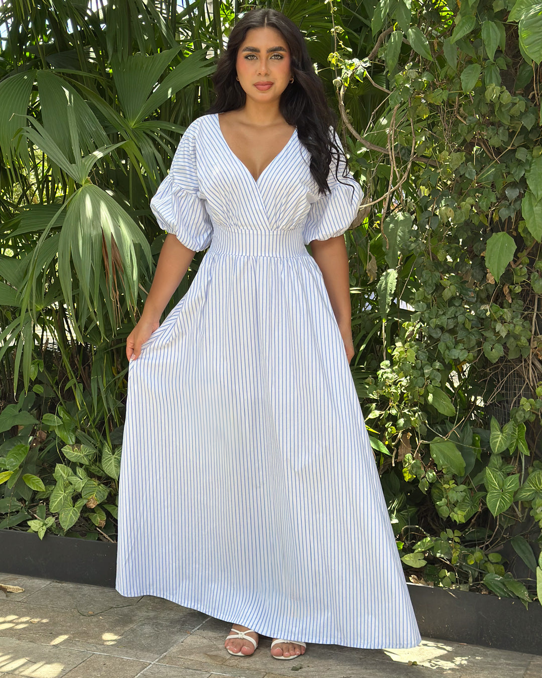 P74702 VESTIDO POPELINA RAYAS BLANCO