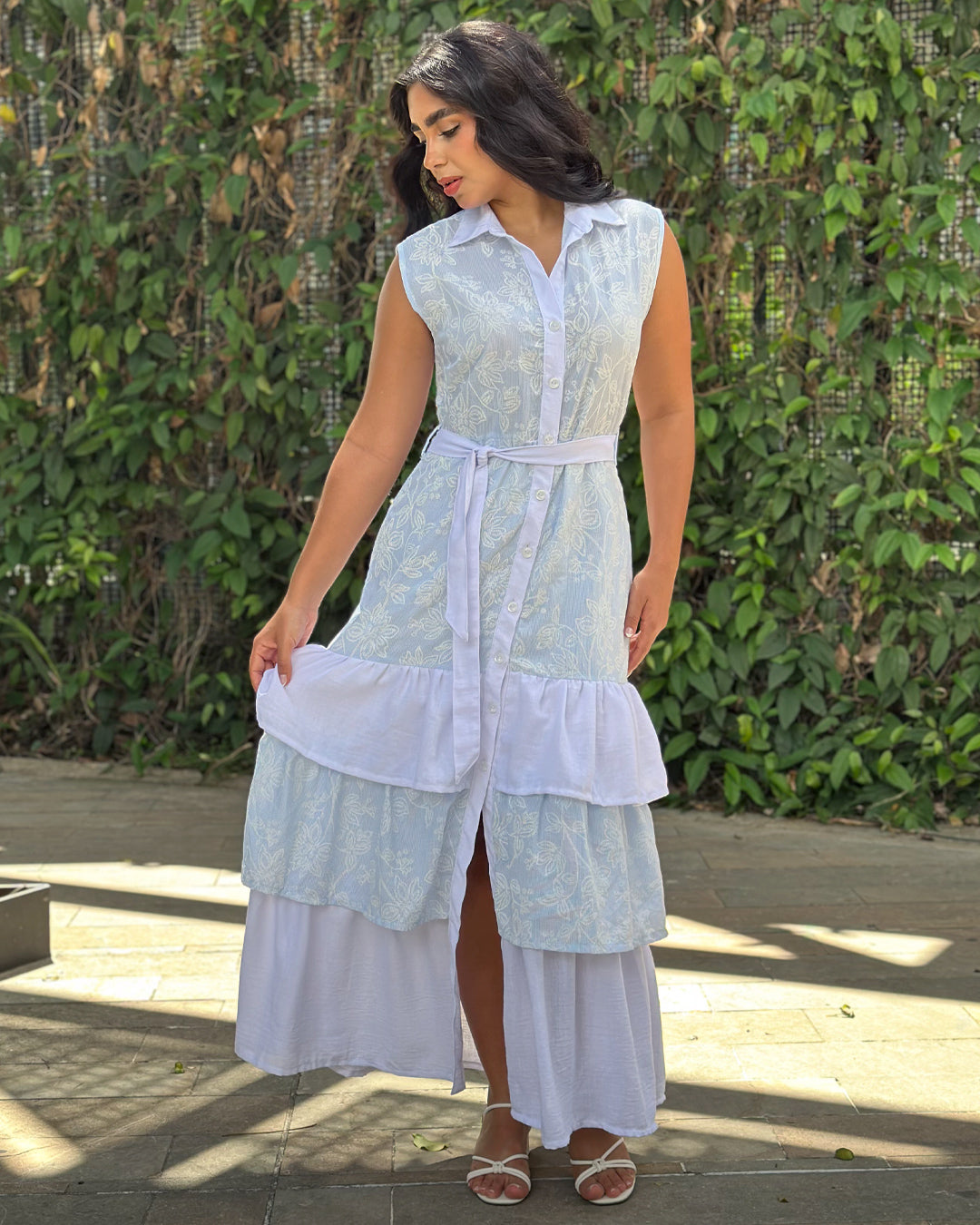 P74703 VESTIDO LINO AZUL