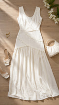 P74715 VESTIDO PLANO EFECTO MARFIL