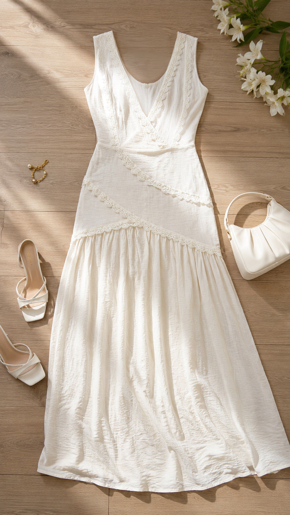 P74715 VESTIDO PLANO EFECTO MARFIL