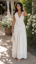 P74715 VESTIDO PLANO EFECTO MARFIL