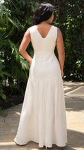 P74715 VESTIDO PLANO EFECTO MARFIL