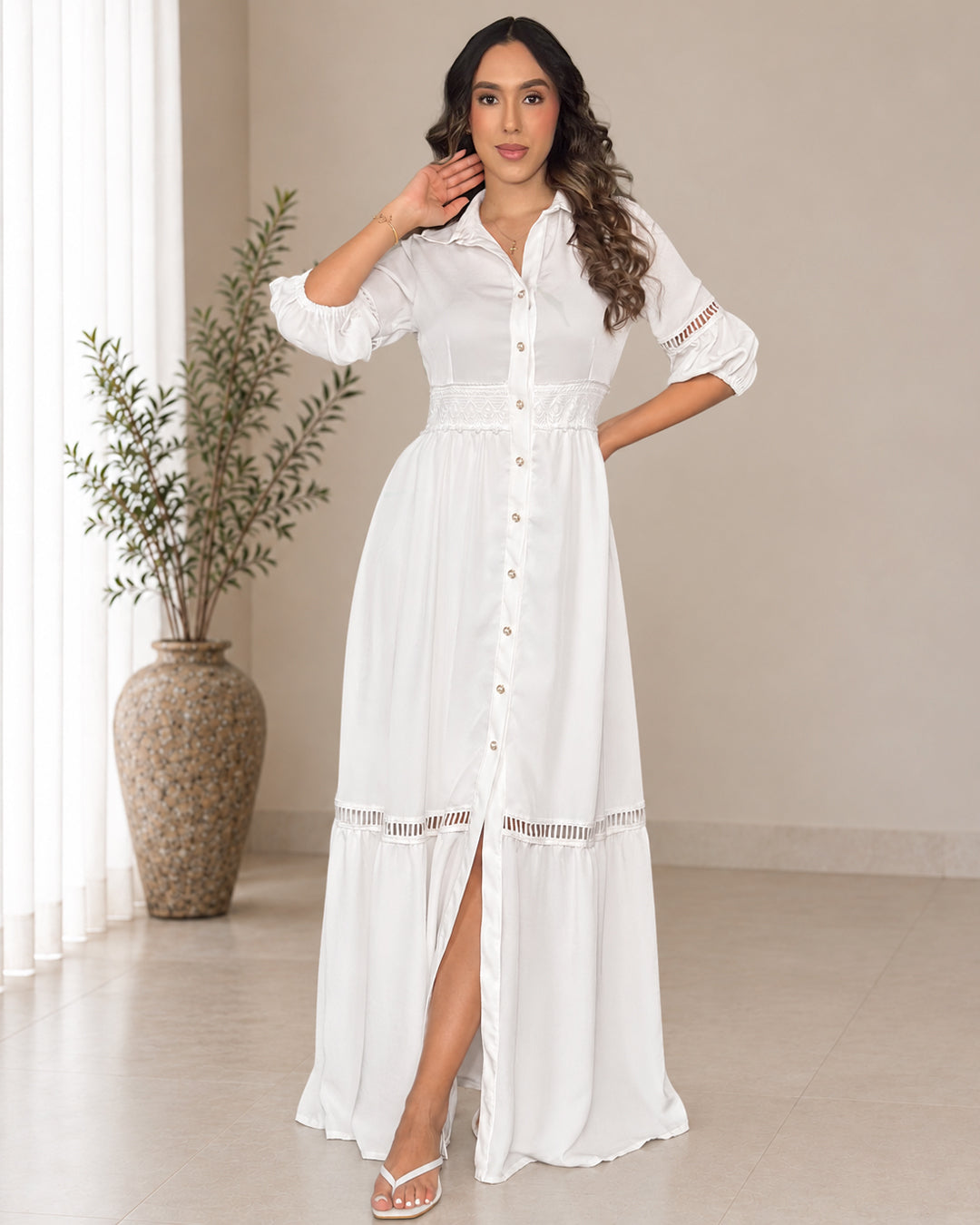 P74717 VESTIDO CELINE MARFIL