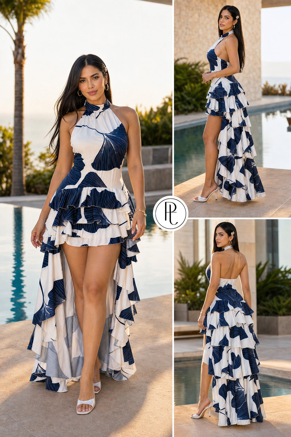 🌟P74519 VESTIDO FALSO CHALIS ESTAMPADO MARFIL