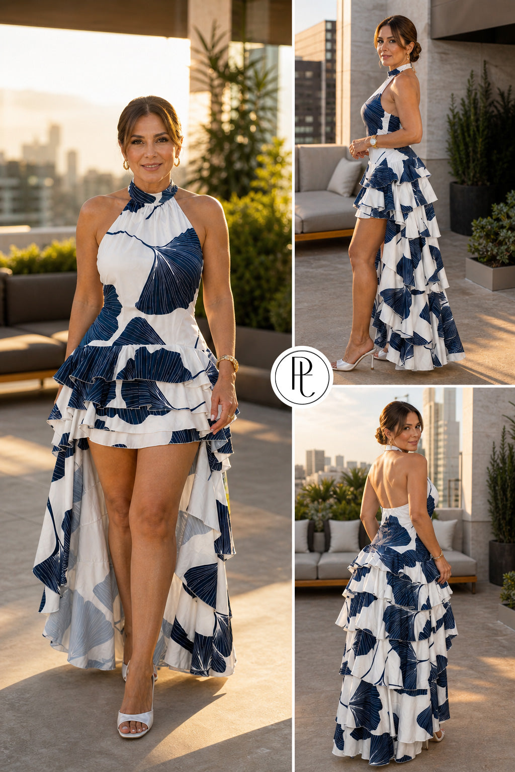 🌟P74519 VESTIDO FALSO CHALIS ESTAMPADO MARFIL